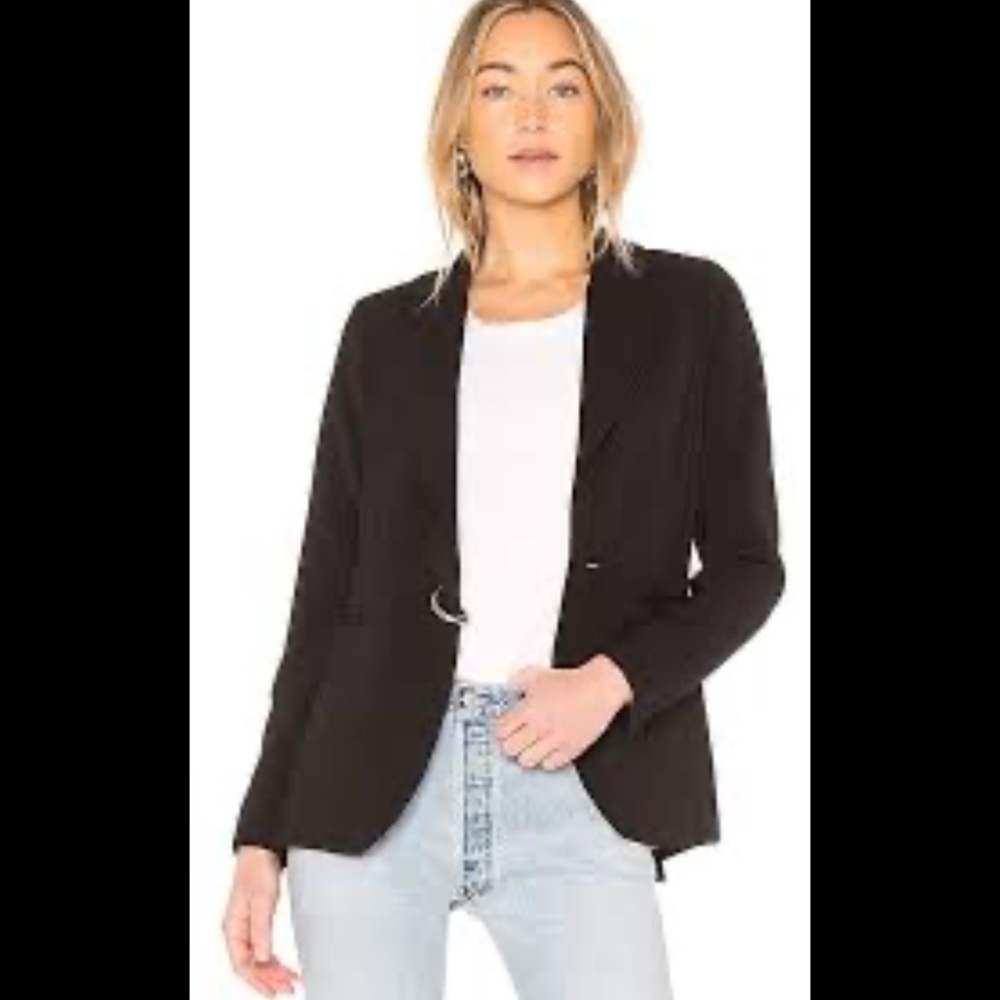 Premise studios nwt black lock front blazer size 10US v neck collared rayon blen